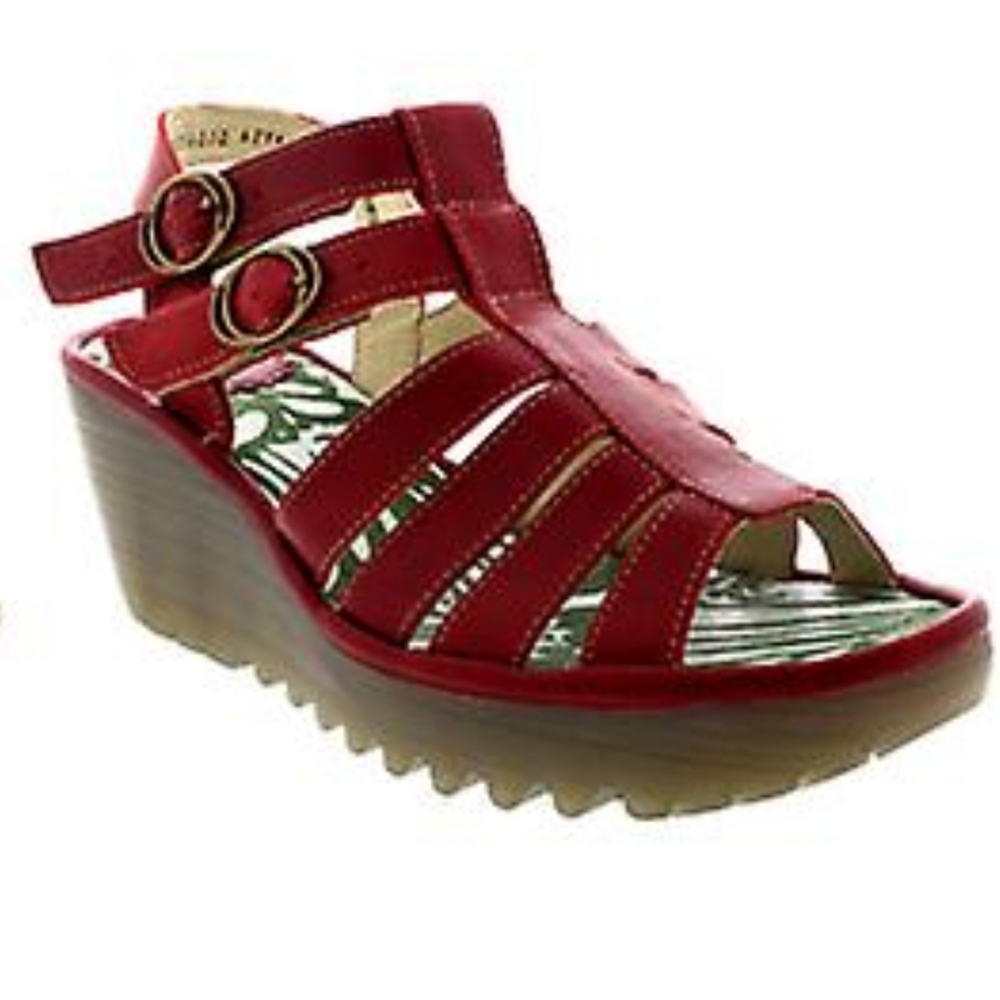 Fly London Red Wedge Shoes